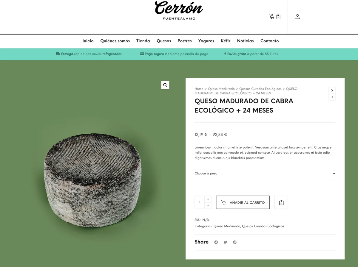 Ficha de producto de la tienda anterior